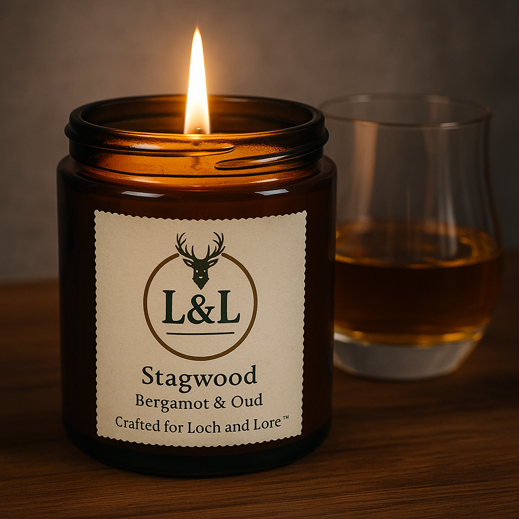 Loch and Lore™ Scented Candle – Bergamot & Oud (Stagwood Edition)