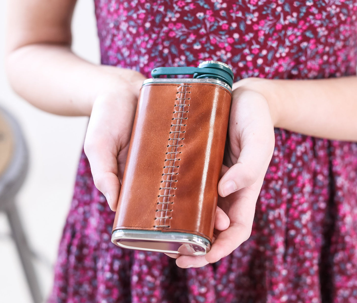 Personalised Stanley® 8oz Leather Flask – Custom Initials
