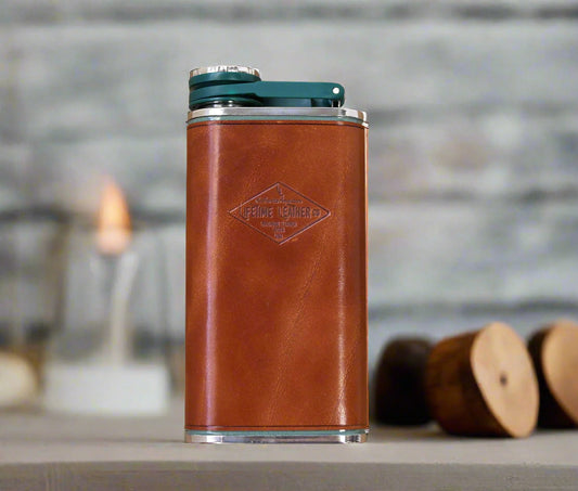 Personalised Stanley® 8oz Leather Flask – Custom Initials