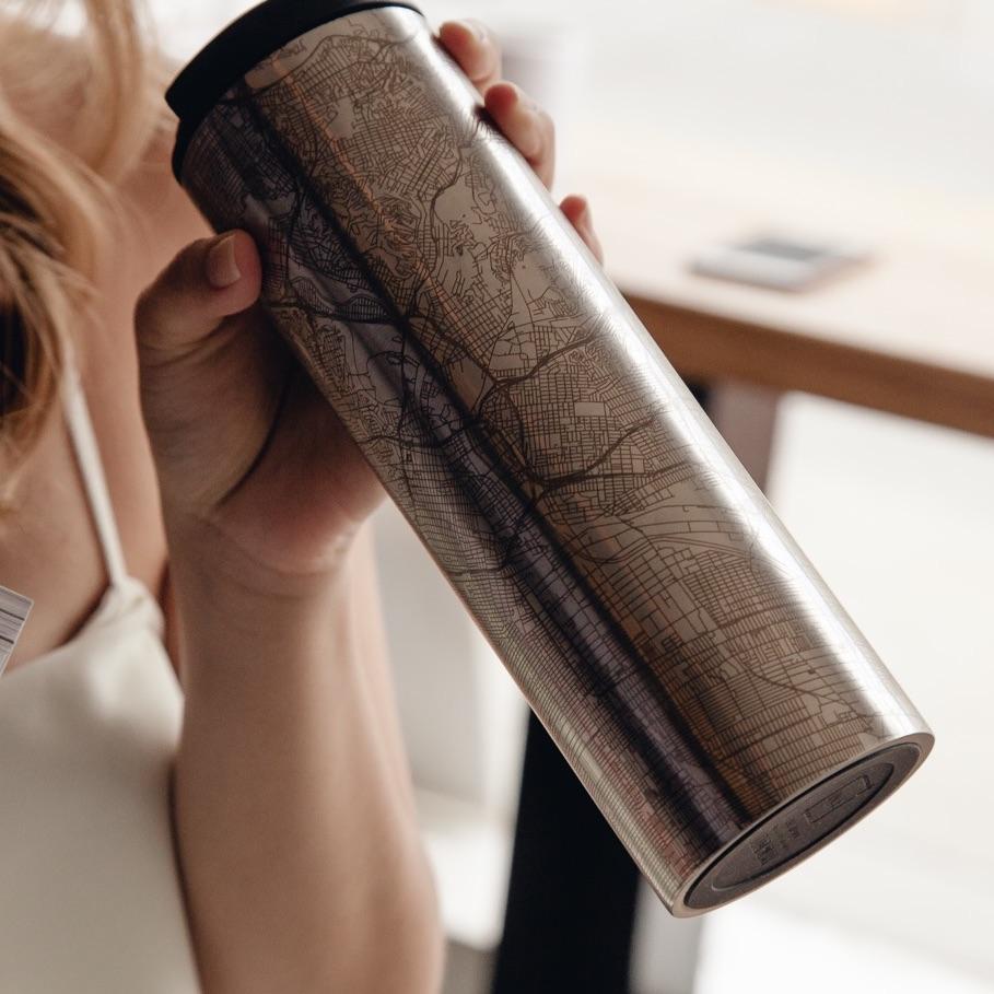 Edinburgh Map Engraved Travel Tumbler – 17oz Stainless Steel