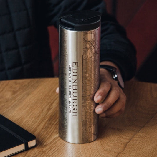 Edinburgh Map Engraved Travel Tumbler – 17oz Stainless Steel