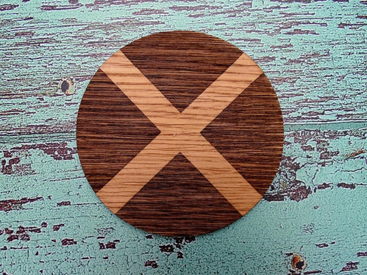 Handcrafted Scottish Oak Coaster – Saltire Design